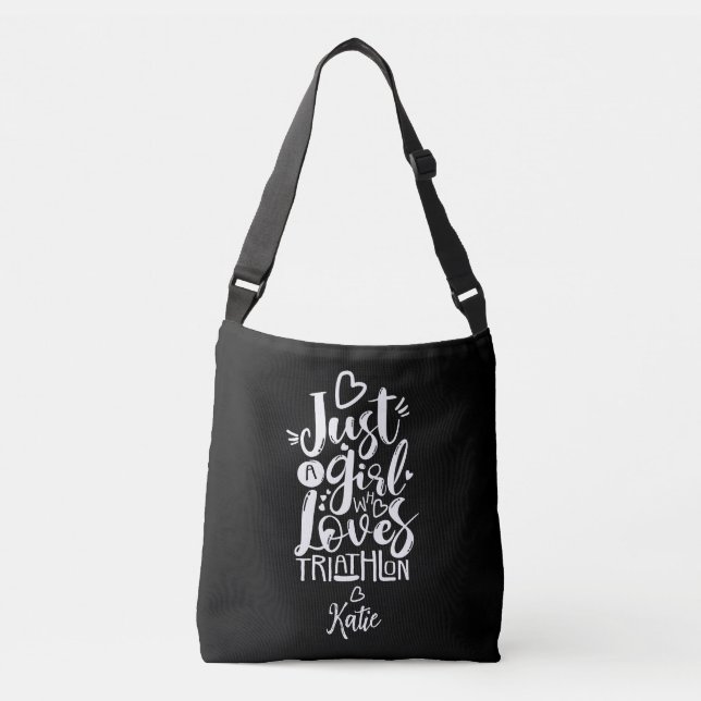 Sac Ajustable Juste une fille triathlon typo noir et blanc moder (Devant)