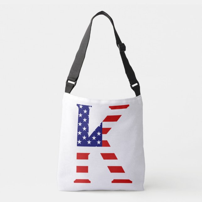 Sac Ajustable K Monogramme superposé sur le drapeau américain cb (Devant)