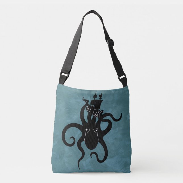 Sac Ajustable Kraken noir et bleu de l'océan profond (Devant)