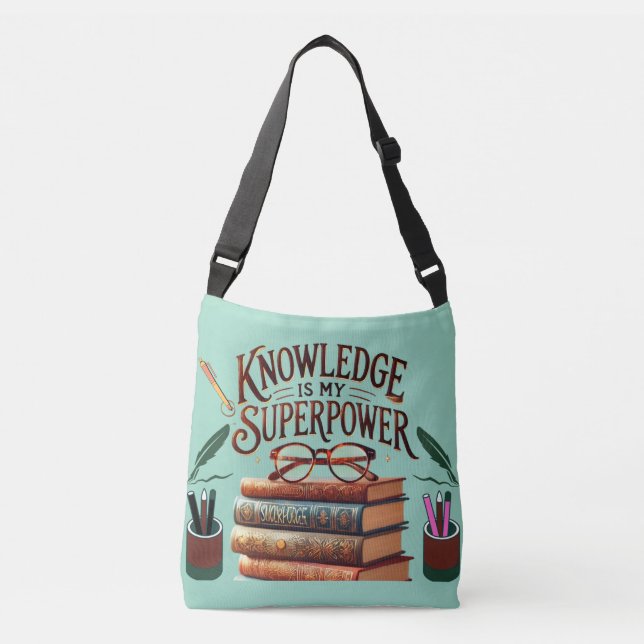 Sac Ajustable La connaissance est ma superpuissance - Book Lover (Devant)
