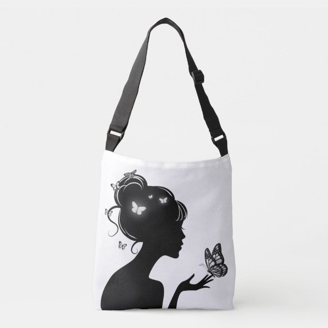 Sac Ajustable La femme papillons blancs (Devant)