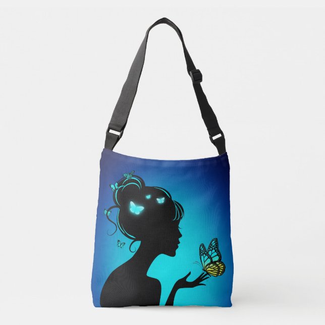 Sac Ajustable La femme papillons bleues (Devant)