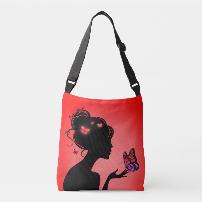 Sac Ajustable La femme papillons rouges (Devant)