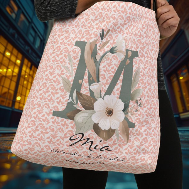 Sac Ajustable La Grâce Fleurie de Mia - Monogramme Floral Boho (Créateur téléchargé)