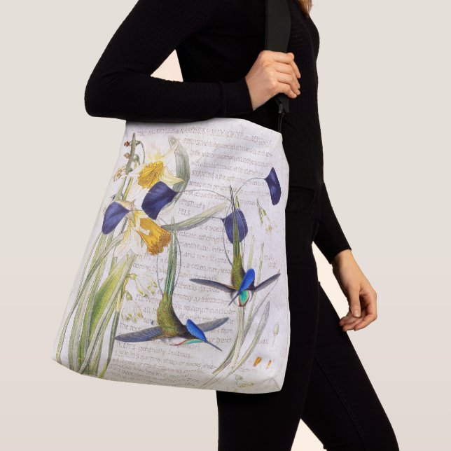 Sac Ajustable La jonquille bleue d'oiseaux de colibri fleurit (De près)