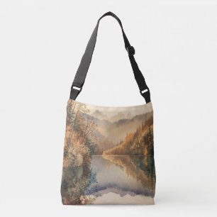 Sac Ajustable Lac de montagne automnal à l'aquarelle de luxe