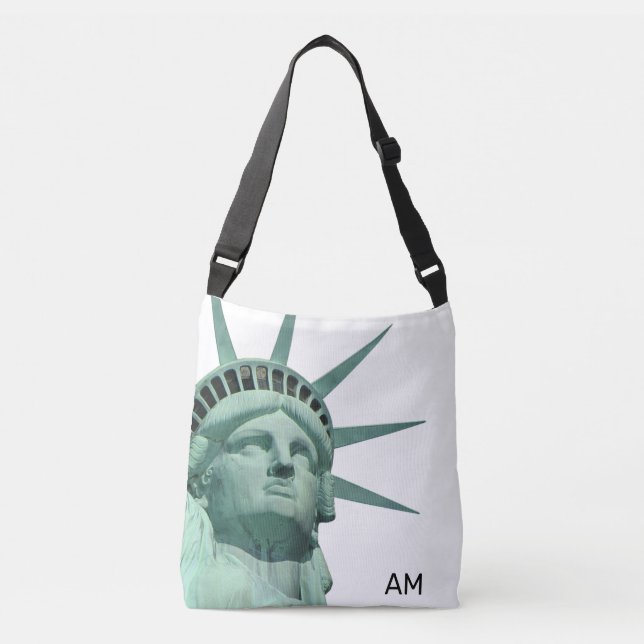 Sac Ajustable Lady Liberty et monogramme sur fond blanc (Devant)
