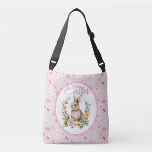 Sac Ajustable Lapin de Pâques à l'aquarelle avec couronne floral