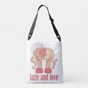 Sac Ajustable Latte et coupe d'amour, mains et citation de café