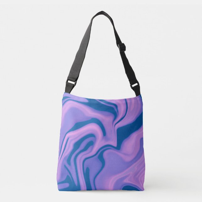 Sac Ajustable Lavande et marbre bleu liquide Fourre-tout (Devant)