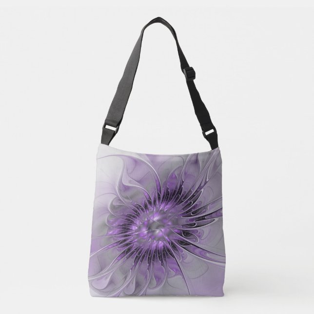 Sac Ajustable Lavande Fleur Dream Moderne Abstrait Fractal Art (Devant)