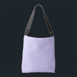 Sac Ajustable Lavande Purple Girl Script Monogramme Nom Moderne<br><div class="desc">Lavender Purple anniversaire,  baby shower ou cadeau de fête de bachelorette pour quelqu'un qui aime le luxe glam et les styles chic.</div>