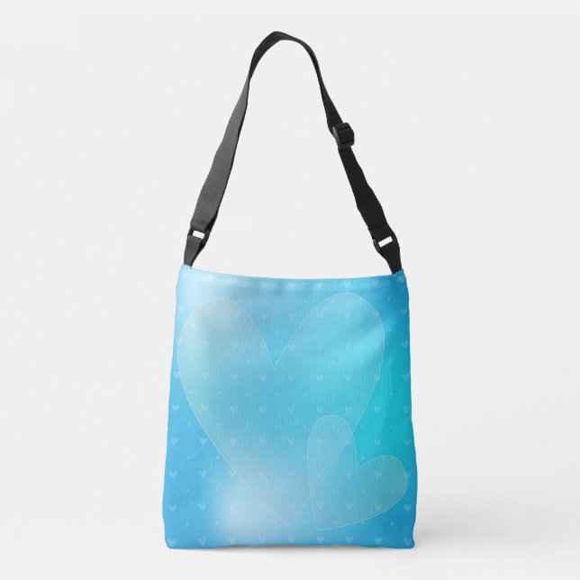 Sac Ajustable Le design des coeurs pastel turquoise romantique (Dos)