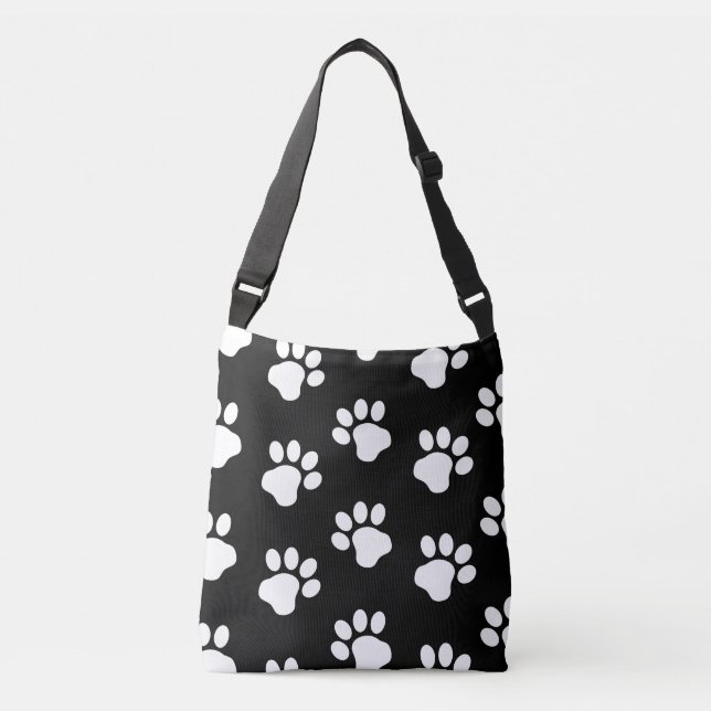 Sac Ajustable Les Empreintes de pattes de Chat-Chien Blanc sur N (Devant)