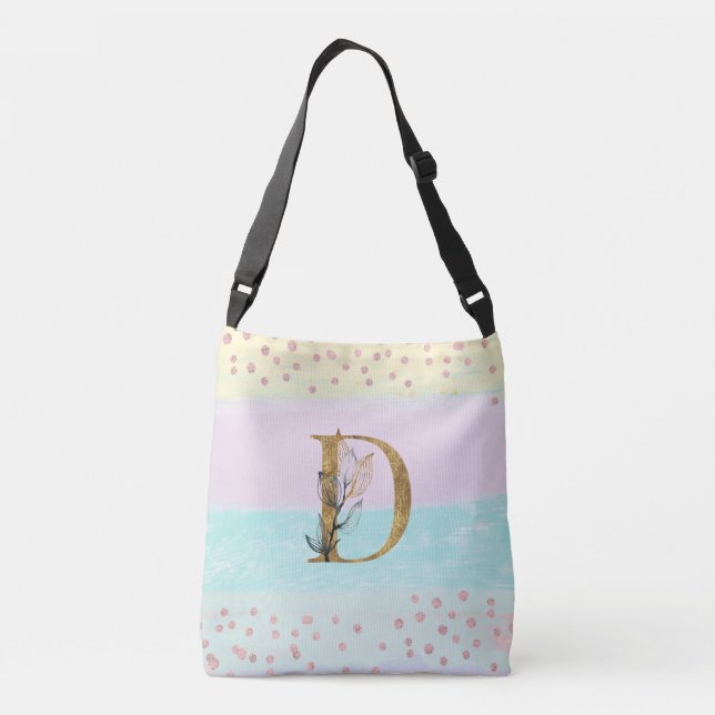 Sac Ajustable *~ LETTRE D Monogramme Parties scintillant dorée C (Dos)
