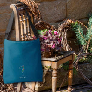 Sac Ajustable Lettre F monogramme aquarelle infirmière bleu fonc