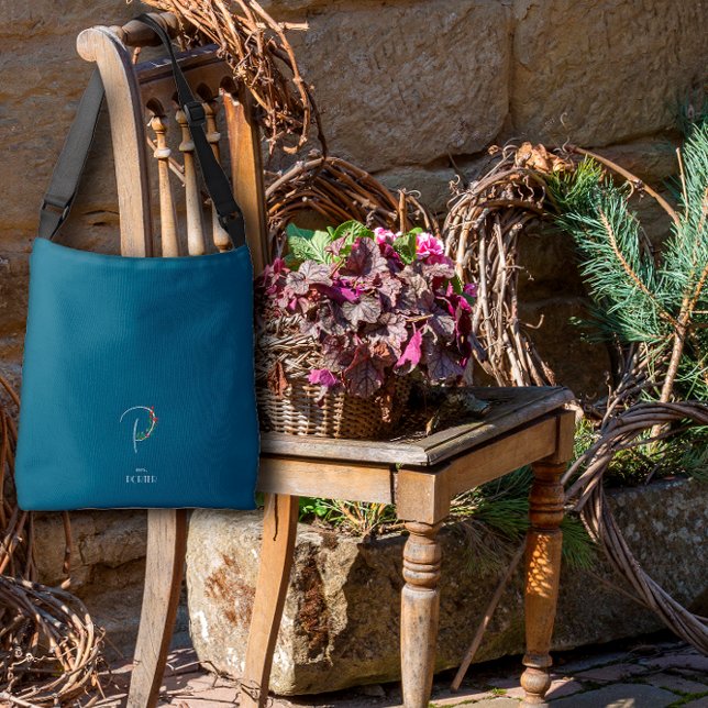 Sac Ajustable Lettre monogramme aquarelle P infirmière bleu fonc (Créateur téléchargé)