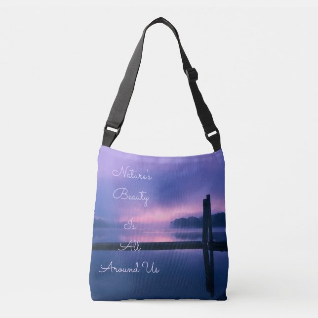 Sac Ajustable Lever de soleil rose et violet sur l'eau (Devant)