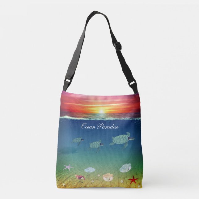 Sac Ajustable Lever de soleil, tortues de mer, coquillages & cal (Dos)