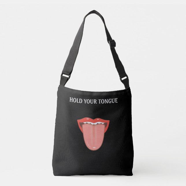 Sac Ajustable Lèvres avec dents et langue sorties sur fond noir (Devant)
