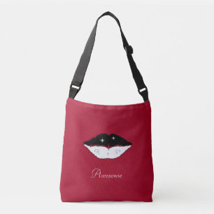 Sac Ajustable Lèvres noir et blanc chic et calligraphie sur bord