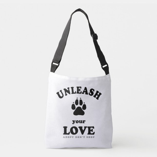 Sac Ajustable Libérez votre amour | Devis d'adoption de chien (Devant)