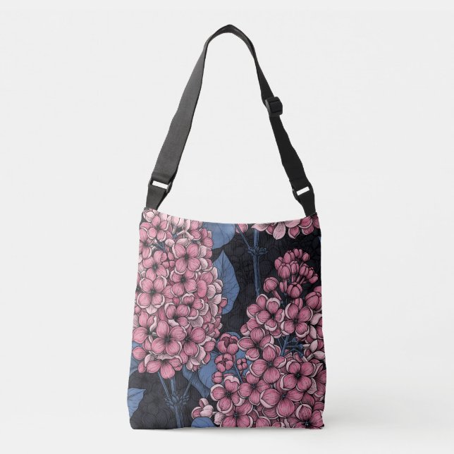 Sac Ajustable Lilac rose sur bleu foncé (Devant)