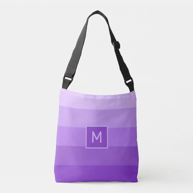 Sac Ajustable Lilac Stripes monogramme personnalisé (Devant)
