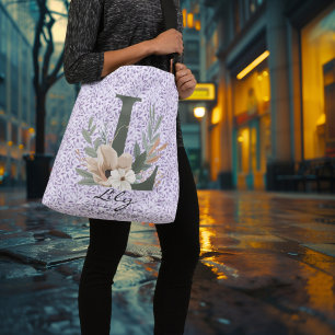 Sac Ajustable Lily's Graceful Serenity - Boho Floral Monogramme