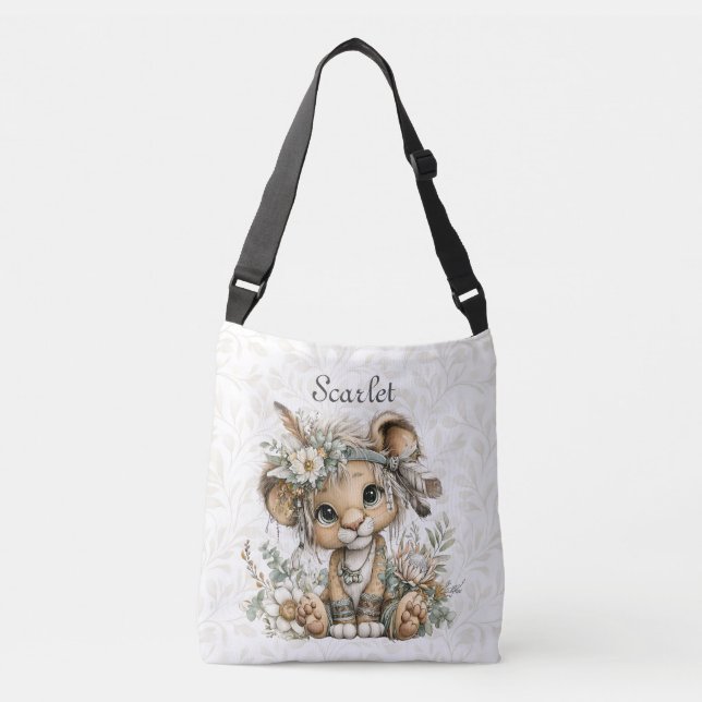 Sac Ajustable Lion floral mignon aquarelle (Devant)