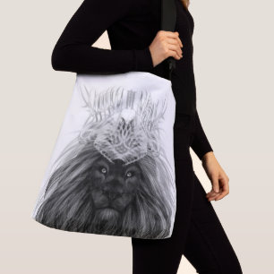Sac Ajustable Lion noir avec couronne Antlers et monogramme