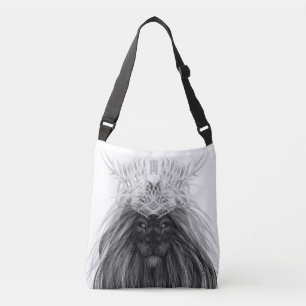 Sac Ajustable Lion noir avec couronne Antlers et monogramme