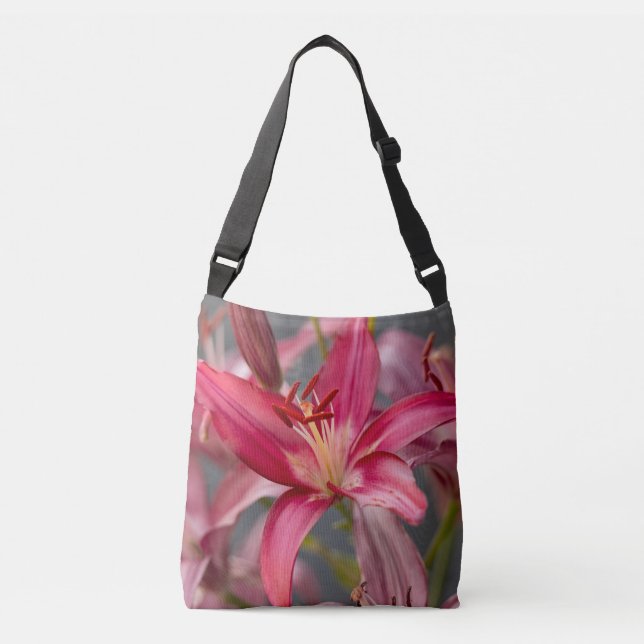 Sac Ajustable Lis asiatique rose vue rapprochée botanique (Devant)