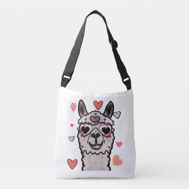 Sac Ajustable Llama cool avec lunettes de coeur (Devant)