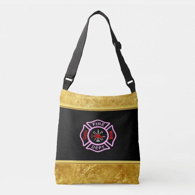 Sac Ajustable Logo du service d'incendie Badge noir et rose (Devant)