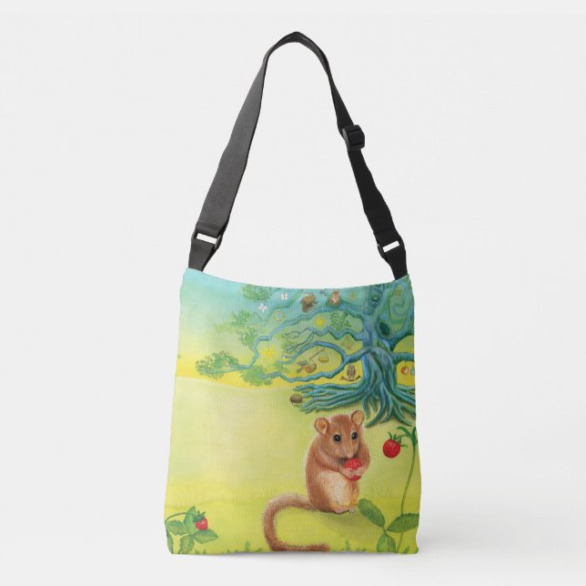 Sac Ajustable Loir gris mangeant une fraise sauvage  (Devant)