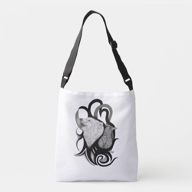 Sac Ajustable Loup blanc avec art tribal coréen (Dos)