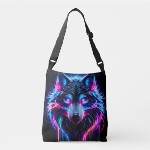 Sac Ajustable Loup Néon Yeux Lumineux Animal Futuriste Cyberpunk