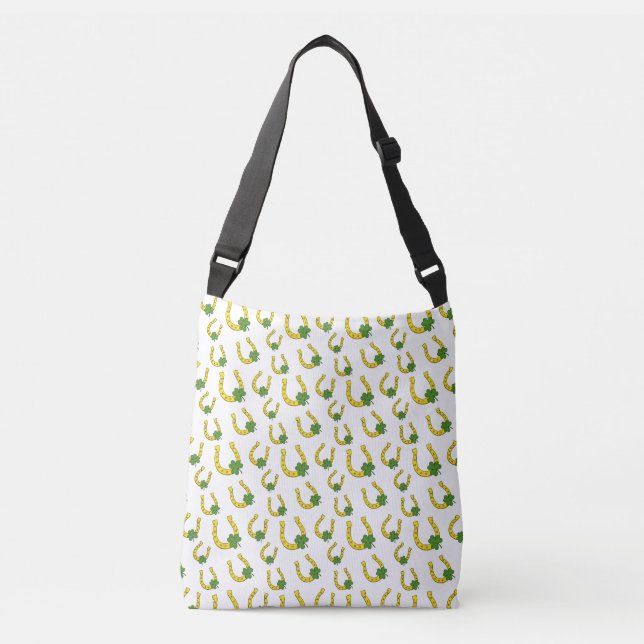 Sac Ajustable Lucky Golden Horseshoe avec Shamrock en blanc (Devant)