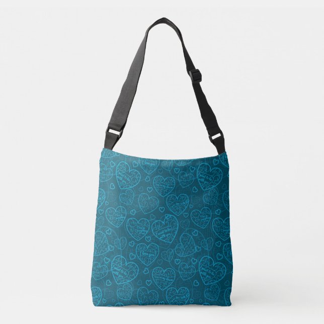 Sac Ajustable Luxe Moderne Élégant Amour Bleu Coeur (Devant)