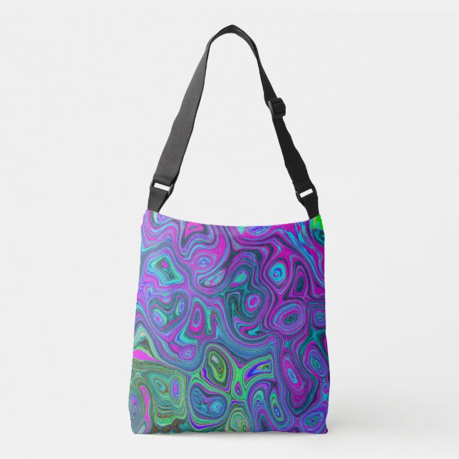 Sac Ajustable Magenta marbré et citron vert Super Art Abstrait (Devant)