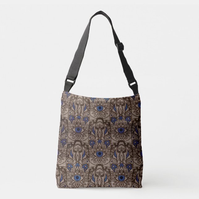 Sac Ajustable Main de hamsa pyrographiée avec couleur sur bois (Devant)