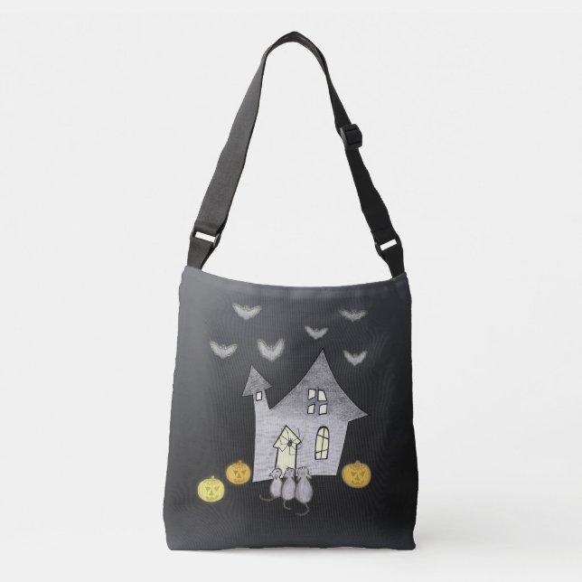 Sac Ajustable Maison d'Halloween, Chats noirs, Chats, Chauves-so (Devant)