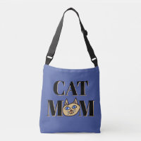 Maman Chat Motif Chat Visage Graphique Bleu 