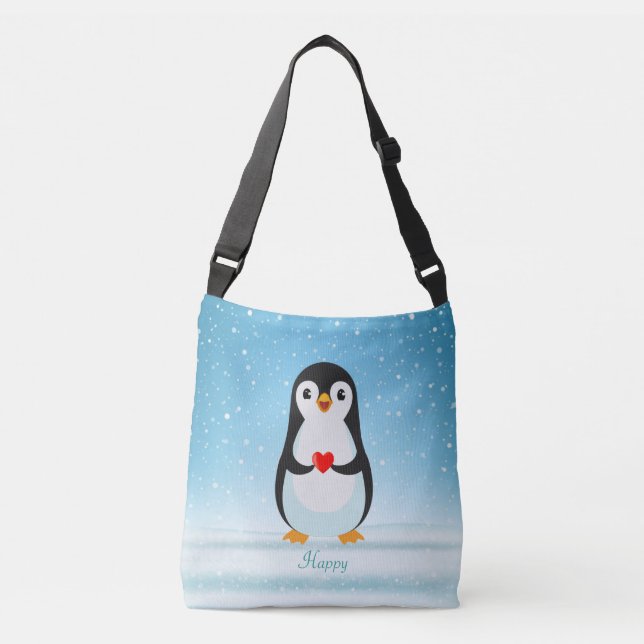 Sac Ajustable Manchot heureux tenant un cœur (Devant)