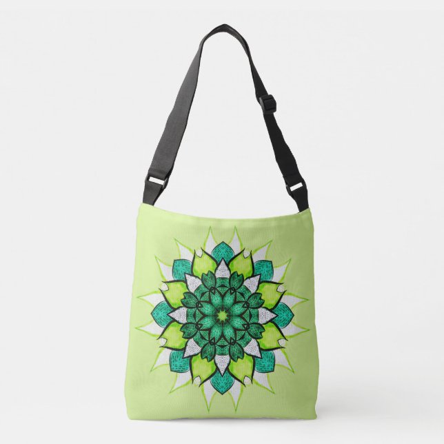 Sac Ajustable Mandala Abstraite Fleur verte (Devant)