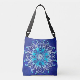 Sac Ajustable Mandala floral bleu sur le fond grunge