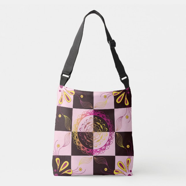 Sac Ajustable Mandala floral damier mystique (Devant)