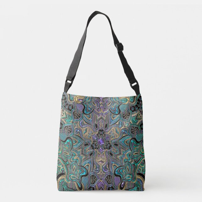 Sac Ajustable Mandala noir pourpre d'or turquoise (Dos)