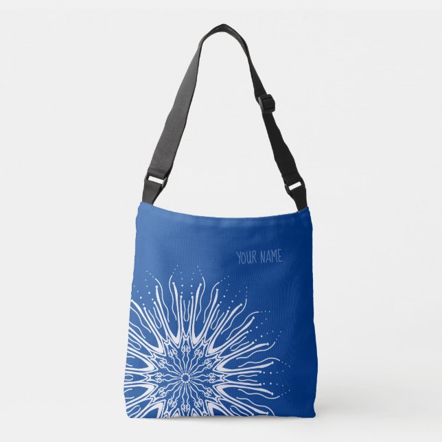 Sac Ajustable Mandala organique sur fond bleu (Devant)